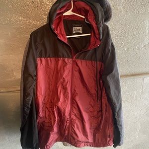 men’s windbreaker red and black large